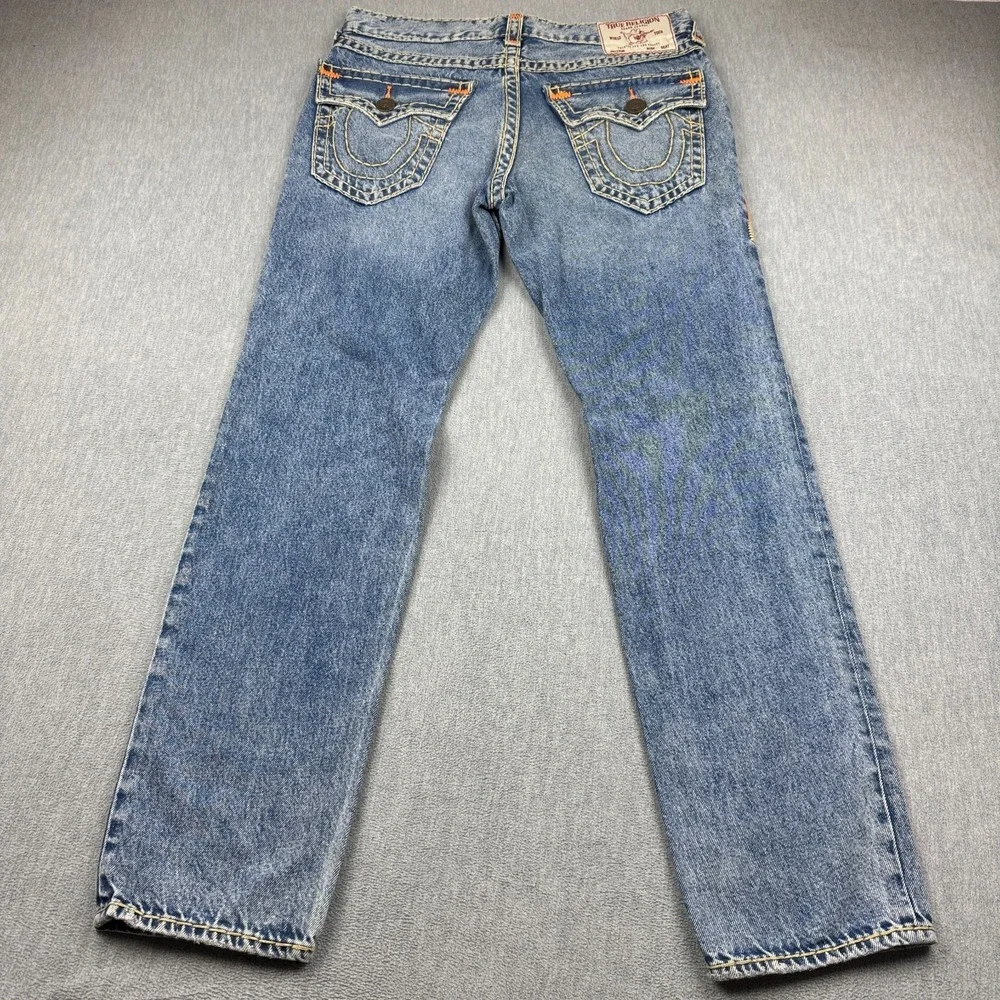 True Religion Jeans Men 33X33 Blue Geno Super T Relaxed Slim Flap Pocket Pants